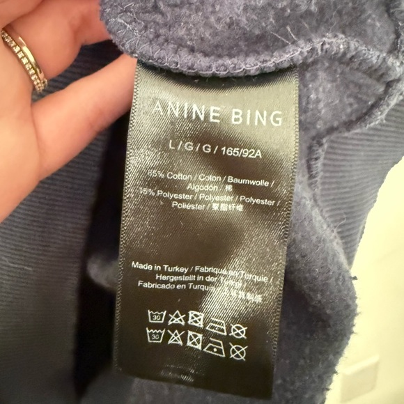 Anine Bing Tyler Oversized Appliquéd Cotton-Blend Jersey Sweatshirt Navy Large - Picture 5 of 6